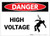 Danger: High Voltage with Graphic - Label