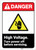 Danger: High Voltage Turn Power Off ANSI - Label