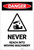 Danger: Never Reach into Moving Machinery with Graphic (Portrait) - Label