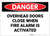 Danger: Overhead Doors Close When Fire Alarm is Activated - Label