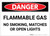 Danger: Flammable Gas No Smoking Matches Open Lights - Label