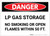 Danger: LP Gas Storage No Smoking or Open Flames Within 50 Ft - Label