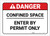 Danger: Confined Space/Enter by Permit Only - Label