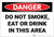 Danger: Do Not Smoke Eat or Drink In This Area - Label