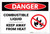 Danger: Combustible Liquid Keep Away From Heat With Icon - Label