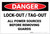 Danger: Lockout Tagout Power Before Removing Guards - Label