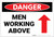 Danger: Men Working Above With Arrow - Label