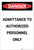 Danger: Admittance to Authorized Personal Only Portrait - Label