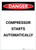 Danger: Compressor Starts Automatically Portrait - Label