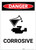 Danger: Corrosive With Icon Portrait - Label