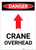 Danger: Crane Overhead With Arrow Portrait - Label