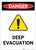 Danger: Deep Evacuation with Hazard Icon Portrait - Label