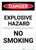 Danger: Explosive Hazard No Smoking Portrait - Label