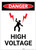 Danger: High Voltage With Lightning Bolts Graphic Portrait - Label