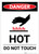 Danger: Hot Do Not Touch With Icon Portrait - Label