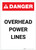 Danger: Overhead Power Lines Portrait - Label