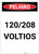 Danger: Spanish 120/208 Volts Portrait - Label