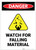 Danger: Watch For Falling Material with Hazard Icon Portrait - Label