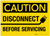 Caution: Disconnect Before Servicing with Graphic - Label
