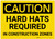 Caution: Hard Hats Required in Construction Zones - Label