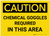 Caution: Chemical Goggles Required in This Area - Label