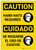Caution: Hard Hats Required Caution Bilingual Spanish - Label
