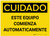 Caution: Equipment Starts Automatically Spanish - Label
