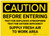 Caution: Test Before Entering - Supply Fresh Air to Work Area - Label