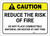 Caution: Reduce the Risk of Fire/Do Not Place Combustible Material on Heater - Label