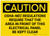 Caution: OSHA NEC Require Electrical Panel Kept Clear - Label