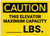 Caution: This Elevator maximum Capacity Lbs - Label