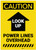 Caution: Look Up Power Lines Overhead Arrow Up Vertical - Label