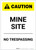 Caution: Mine Site - No Trespassing Portrait - Label