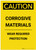 Caution: Corrosive Materials Wear Protection Yellow Portrait - Label
