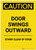 Caution: Door Swings Outward Stand Clear Of Door Portrait - Label
