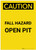 Caution: Fall Hazard Open Pit Portrait - Label