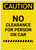 Caution: No Clearance For Person On Car Portrait - Label