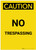Caution: No Trespassing Portrait - Label