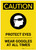 Caution: PPE Protect Eyes Wear Goggles At All Times Portrait - Label