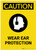 Caution: PPE Wear Ear Protection With Graphic Portrait - Label