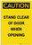 Caution: Stand Clear of Door When Opening Portrait - Label