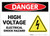 Danger: High Voltage Electrical Shock Hazard with Hazard Icon - Label