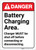 Danger: Battery Charging Area - Charger Must be Shut Off Before Connecting ANSI - Label