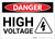 Danger: High Voltage with Hazard Icon - Label