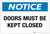 Notice: Doors Must Be Kept Closed - Label