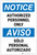 Notice: Authorized Personnel Only Bilingual Spanish Portrait - Label