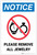 Notice: Please Remove All Jewelry Portrait ANSI - Label