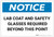 Notice: Lab Coat Safety Glasses Required Beyond this Point - Label