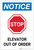 Notice: Stop - Elevator Out Of Order Portrait - Label