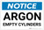 Notice: Argon Empty Cylinders - Label